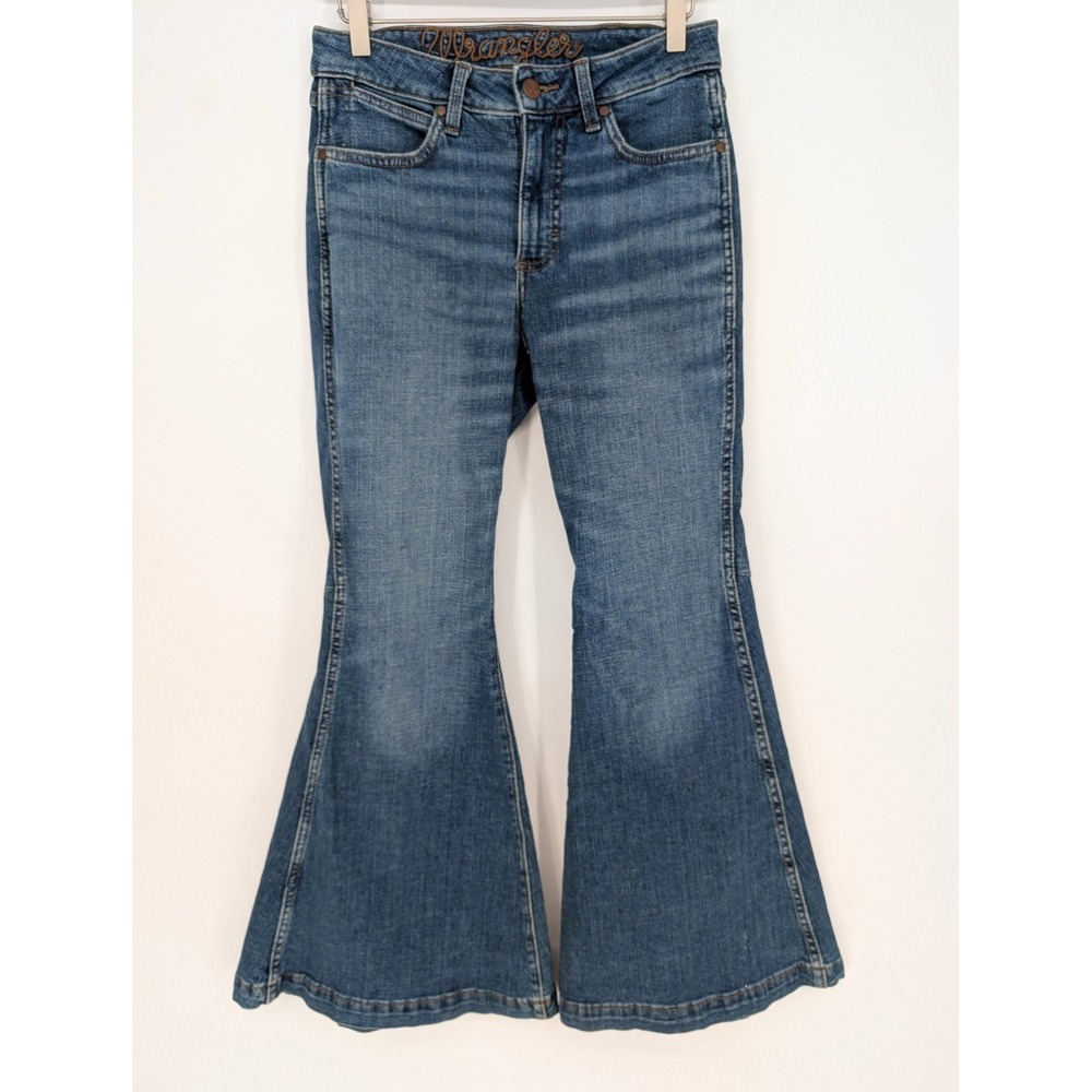 Wrangler Retro High Rise Trumpet Flare Jean Womens 27x30 Blue‎ Bell Bottom Boho